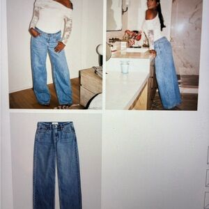 Abercrombie & Fitch Light Blue Ultra Loose Low Rise Jeans with Raw Hem